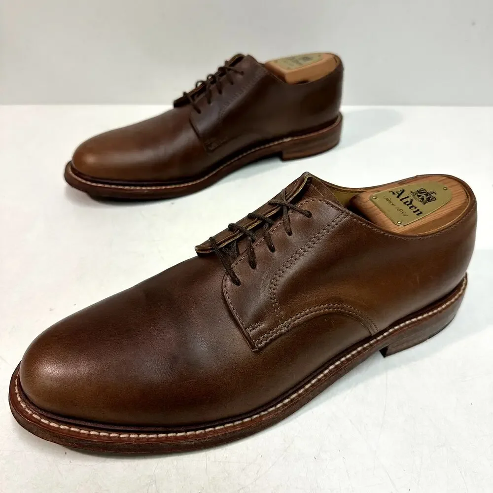 EUC Oak Street Bootmakers Plain Toe Blucher Natural Brown Made in USA 10 D